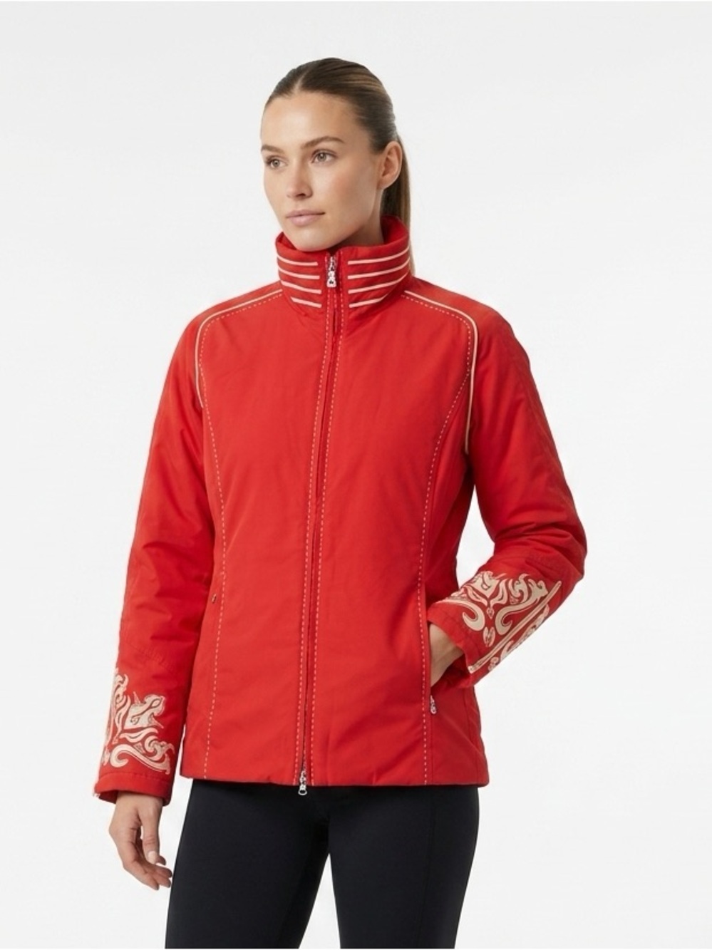 Bogner Goan Thymann Embroidered Insulated Ski Jacket Red US 4